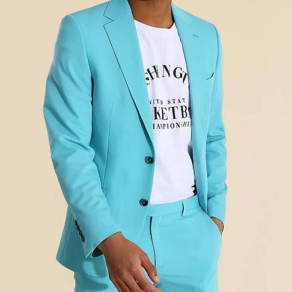 Teal Suit Jacket & Pants Set